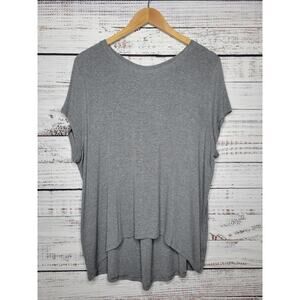 Athleta With Ease Rib Short Sleeve Tee Gray Size Large
